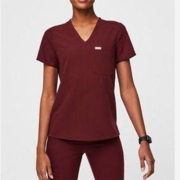 Figs Catarina Scrub Top burgundy rn 142256 size sz - Picture 1 of 7